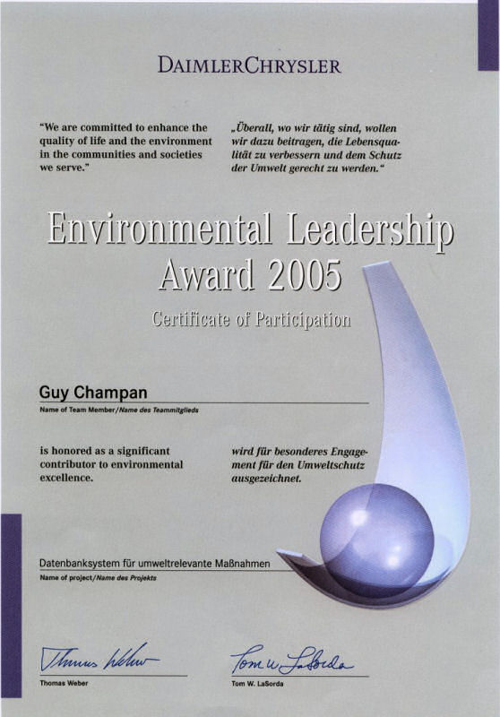 Environmental Leadership Award 2005