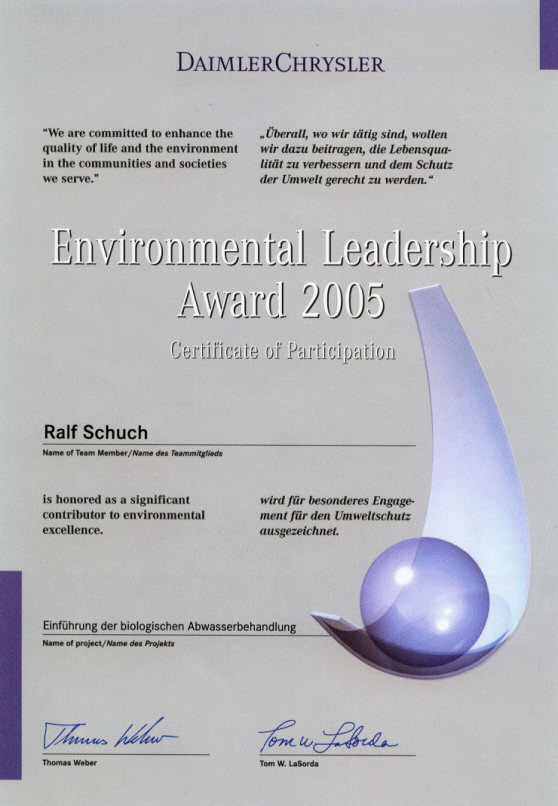 Environmental Leadership Award 2005